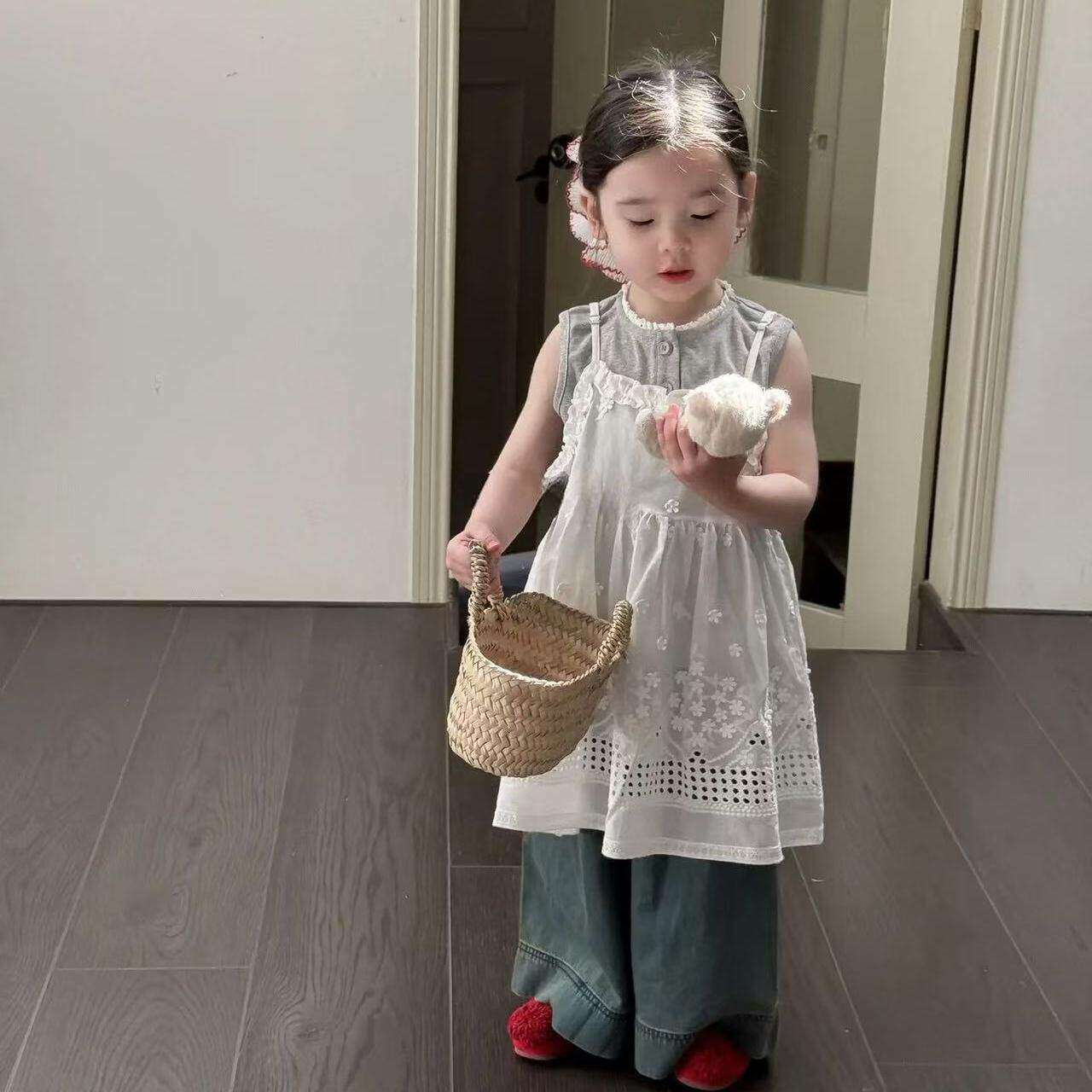 2026夏季女童蕾丝刺绣三件套