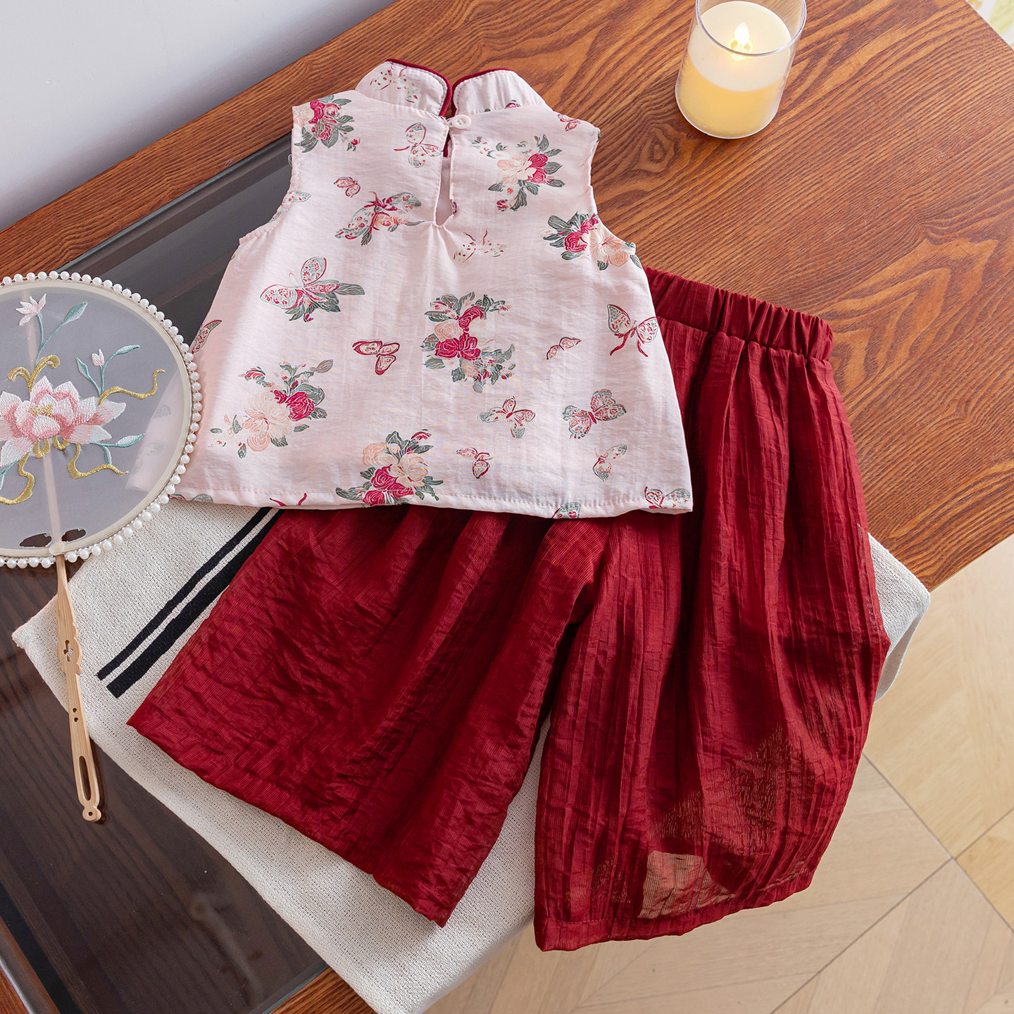 女童夏季中国风花卉汉服两件套