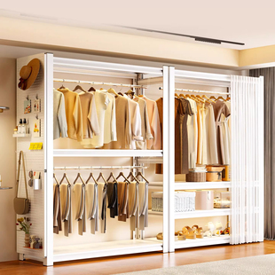货架衣柜家用卧室出租房用简易组装 收纳钢制衣橱柜 金属洞洞板新款