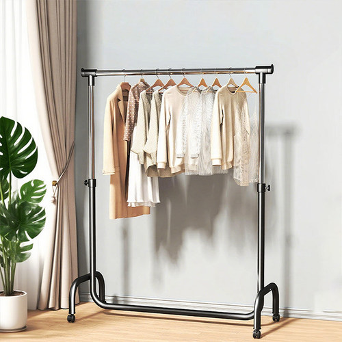 晾衣架落地卧室挂衣服折叠单杆