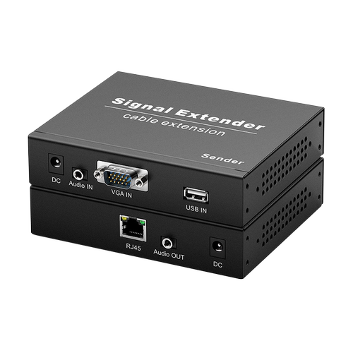 工业级VGA KVM网线网络延长器转RJ45 过交换机一对多200米USB键盘鼠标延伸传输器