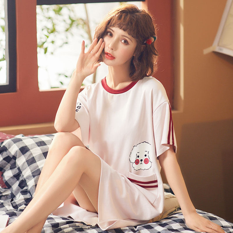 俞兆林睡裙女士短袖棉质中款裙子甜美可爱夏天薄款睡衣公主家居服