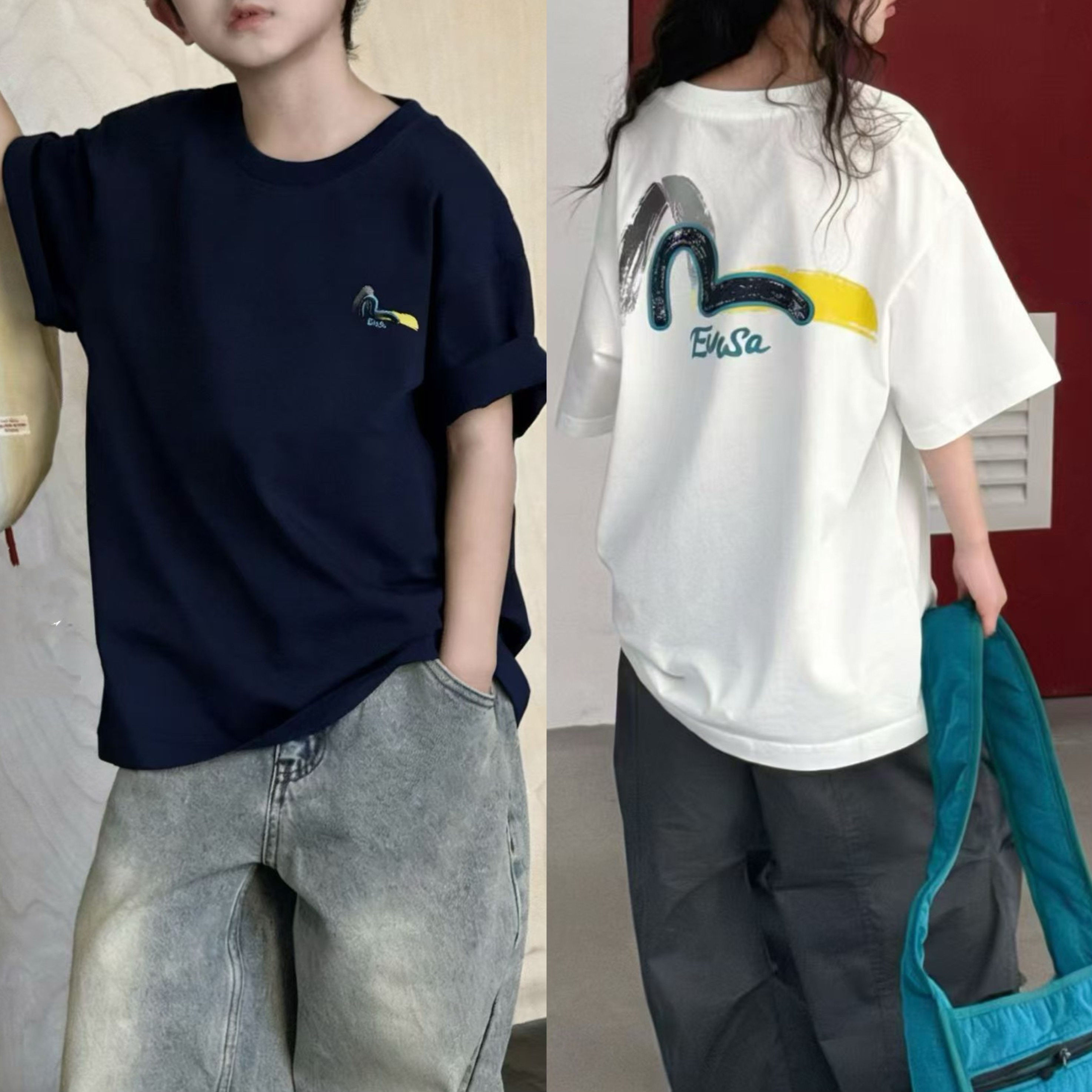 2026新款儿童短袖T恤男女童夏季纯棉圆领宽版上衣中大童