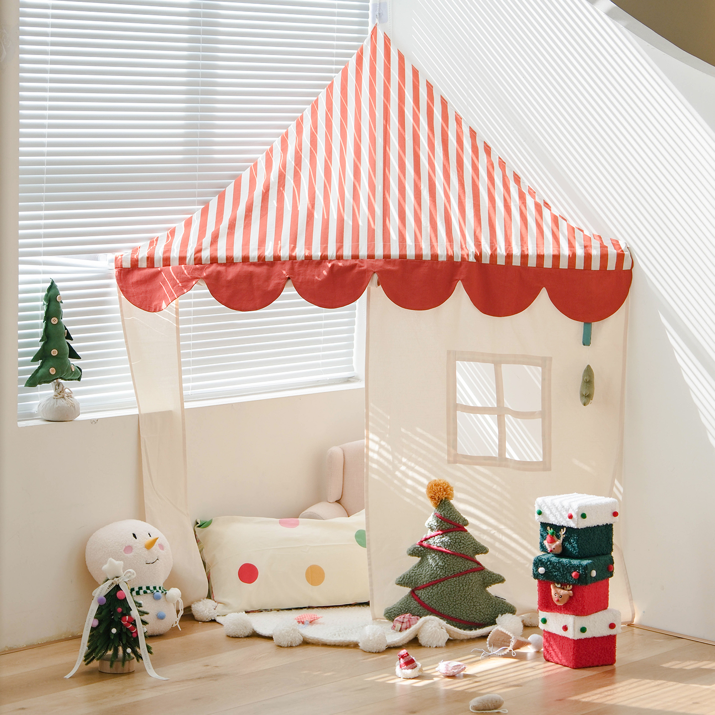 圣诞帐篷纯棉条纹墙角装饰游戏屋