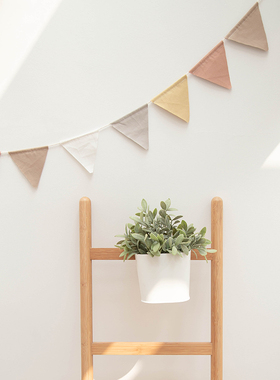 三角旗北欧纯棉帆布儿童房布置小彩旗幼儿园生日派对摄影装饰吊旗