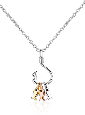 韩版创意可爱鱼钩玫瑰金三条小鱼项链少女学生简约甜美清新锁骨链