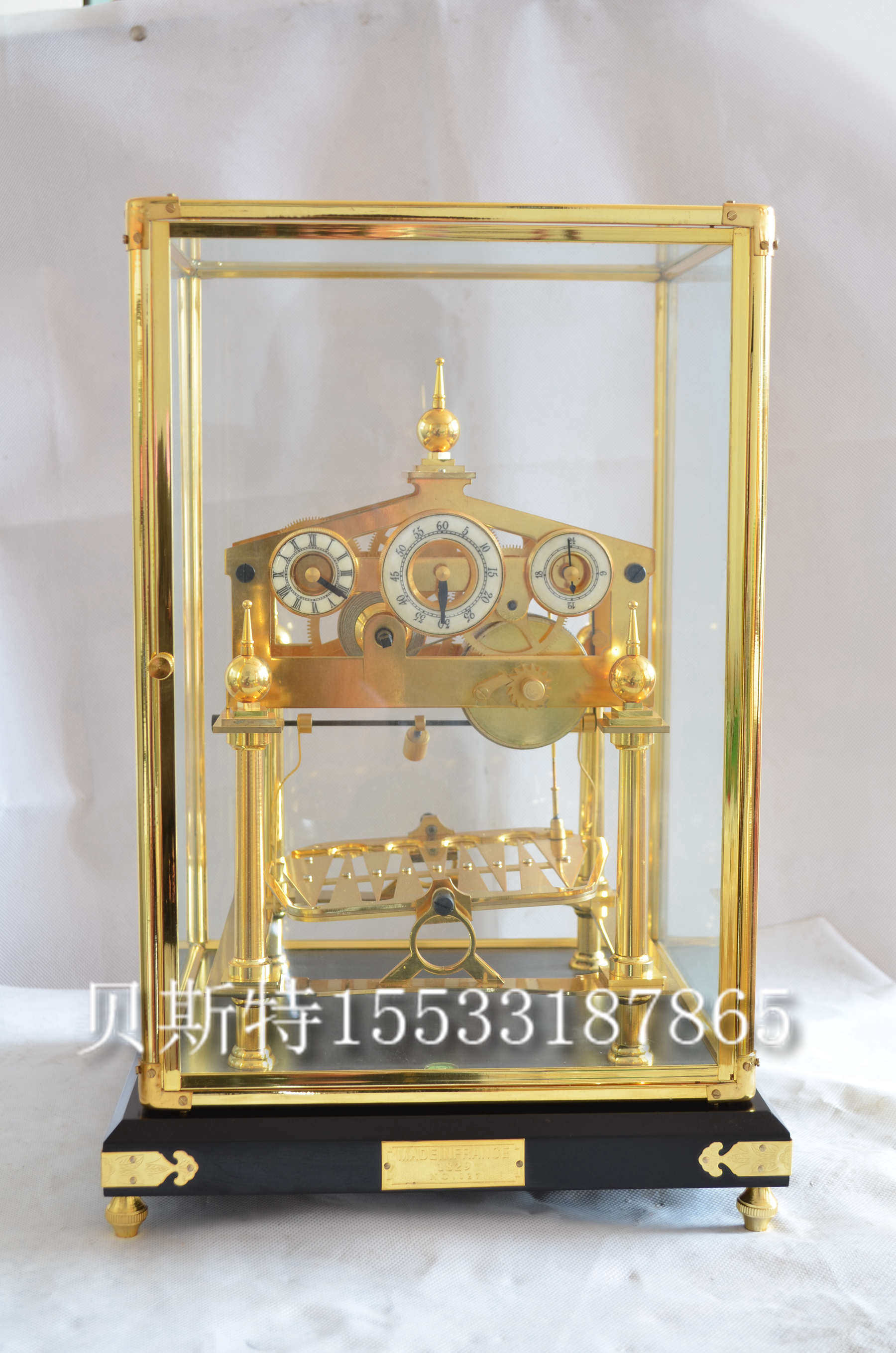 贝斯特钟表古典机械纯铜滚珠钟滚球轨道钟仿古镀金英国台钟样板间