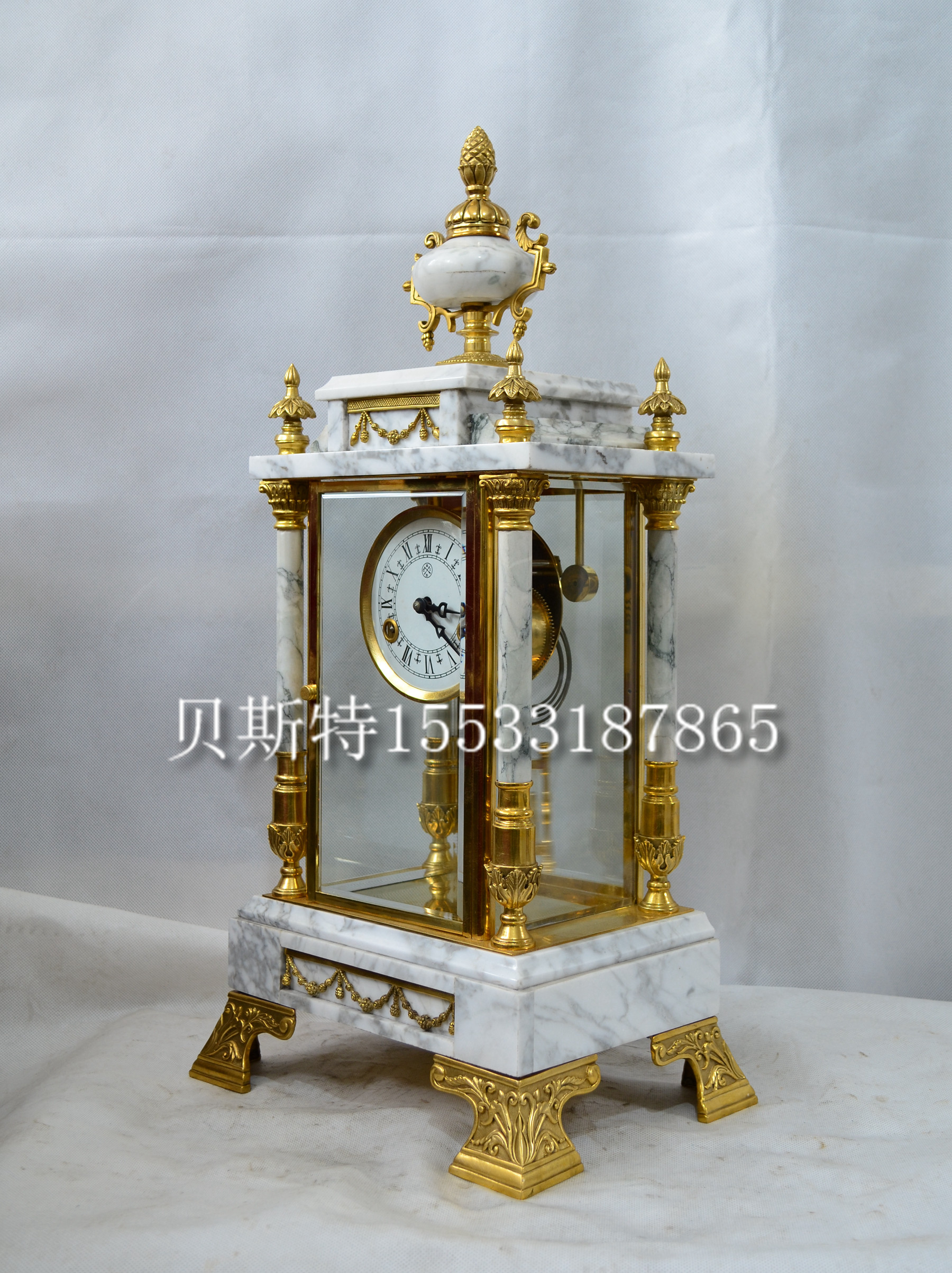 钟表机械天然大理石座钟欧式家居壁炉条案自鸣钟创意家居贝斯特钟-封面