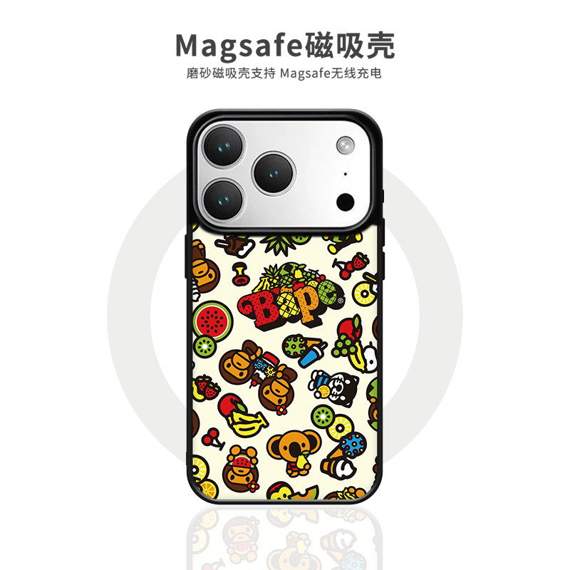 适用潮牌babymilo安逸猴苹果17promax手机壳磁吸iphone16pro个性防摔13新款14pro小众15plus保护套硬15promax