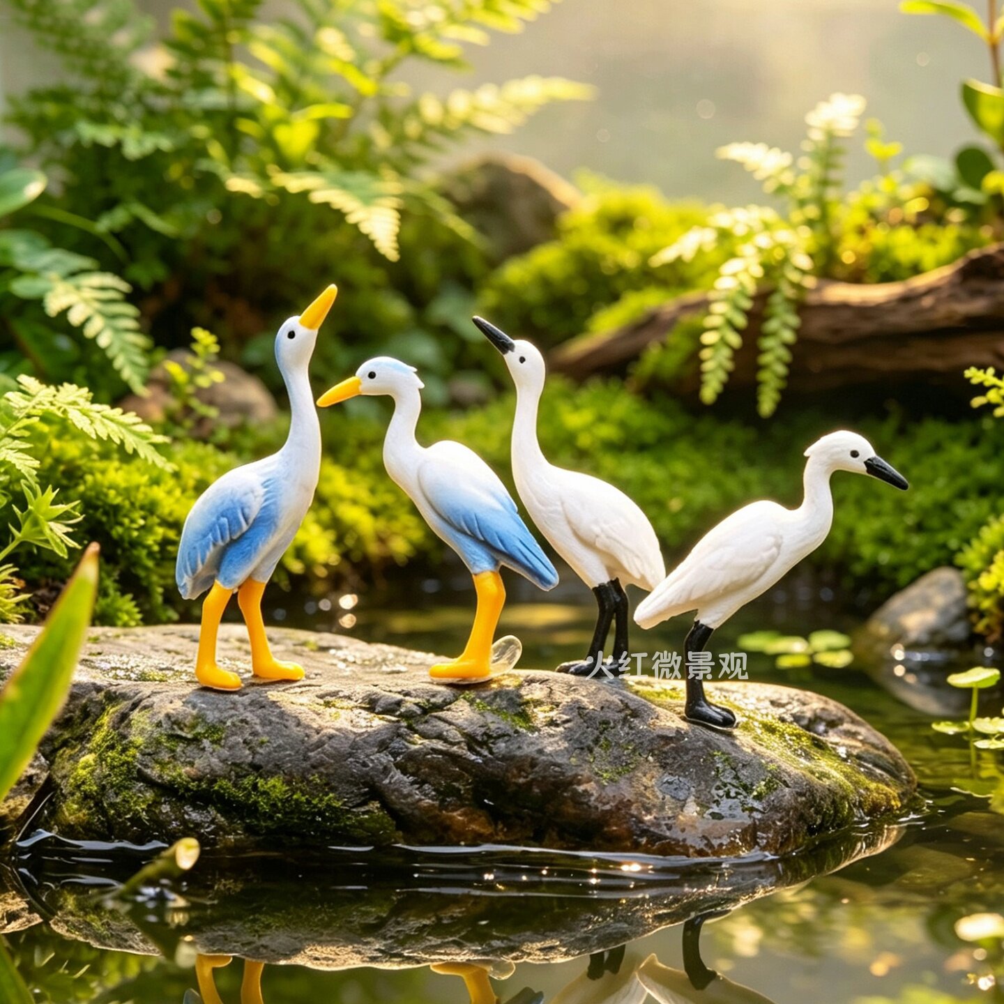 迷你仿真白鹭苍鹭仙鹤丹顶鹤摆件图片