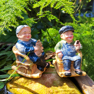 恩爱老人物老爷爷老奶奶老太太酒柜居家装饰品手工盆景造景小摆件