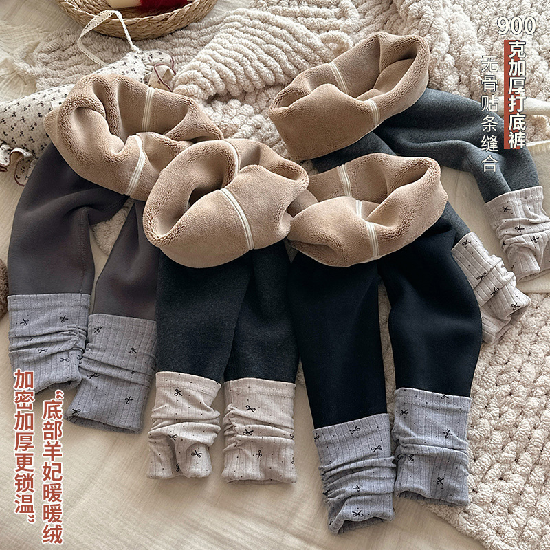 橘子家orange宝宝蝴蝶结打底裤加绒冬季2025女童超好看900g保暖裤