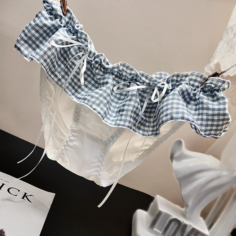 日系软妹牛奶丝内裤女花边裙可爱格子学生少女三角裤女士纯棉裤头,女士内衣/男士内衣/家居服,女三角裤,淘宝优惠券,粉丝福利购,淘宝优惠卷
