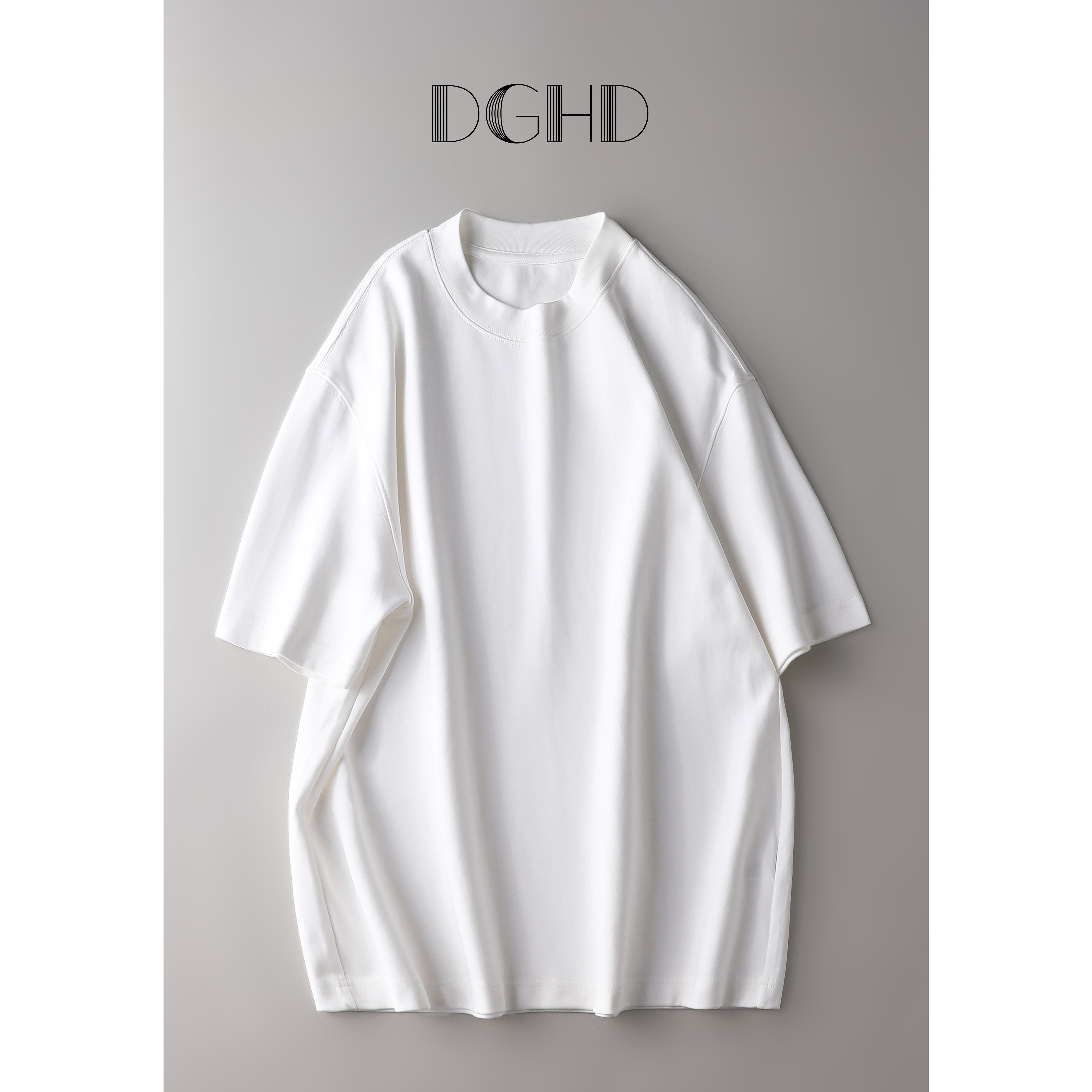 DGHD 260g重磅双面针织白色短袖cityboy 夏季宽松纯色半截袖T恤男