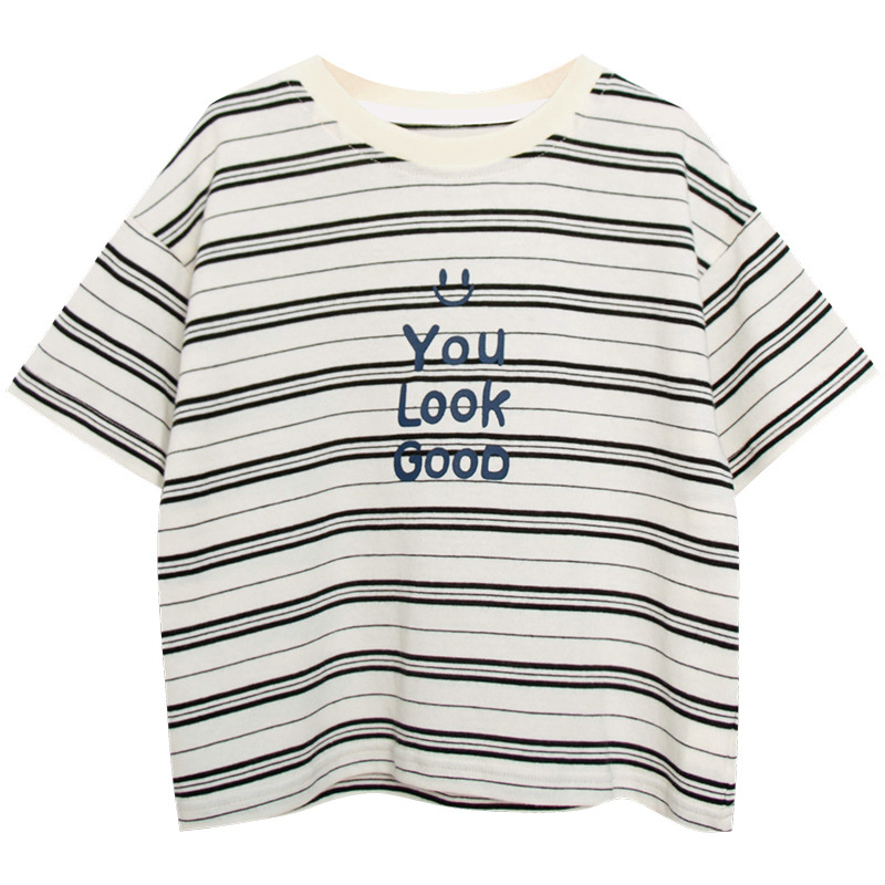 童装男童短袖t恤夏款儿童日韩系条纹半袖中小童薄款上衣商场同款