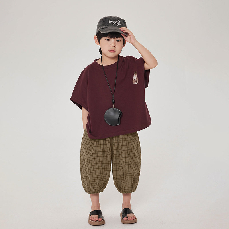 畅果童装男童短袖t恤儿童夏款蝙蝠衫中小童韩版宽松薄款半袖上衣