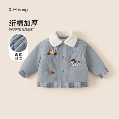 灯芯绒有帽不可拆蓝色男童女童