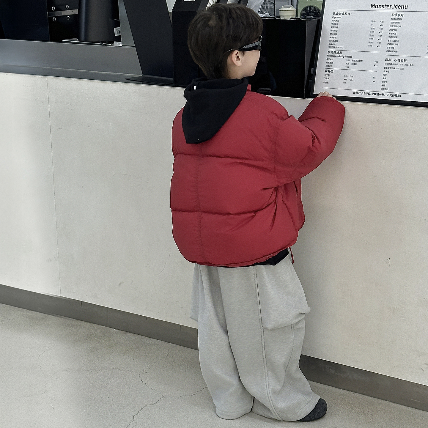 男童冬季羽绒服儿童韩版立领红色