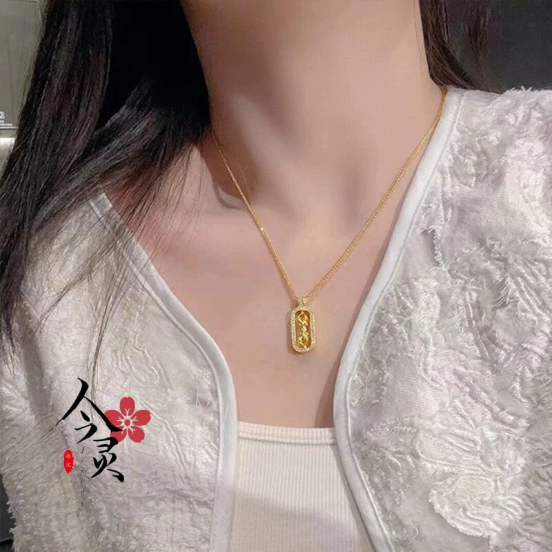越南沙金复古金刚杵可转动吊坠项项链