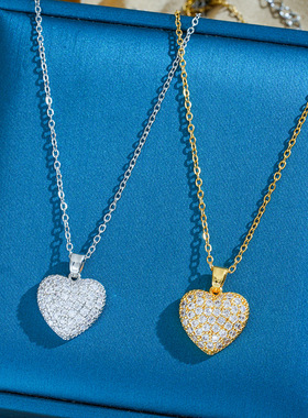 欧美跨境热卖新款开合爱心项链女小众设计高级感气质桃心配饰