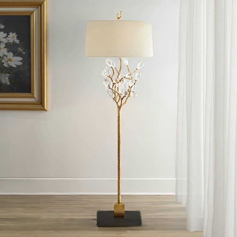 YOYO 纯铜水晶珊瑚落地灯 欧美式法式西班牙进口大理石全铜落地灯