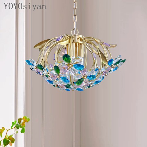 YOYO 轻奢法式全铜南瓜彩色水晶花吊灯 客厅餐厅卧室玄关衣帽间