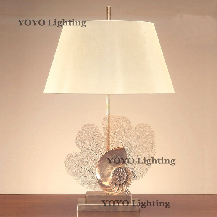 YOYO 北欧美式乡村海螺全铜台灯 客厅书房玄关卧室床头装饰台灯