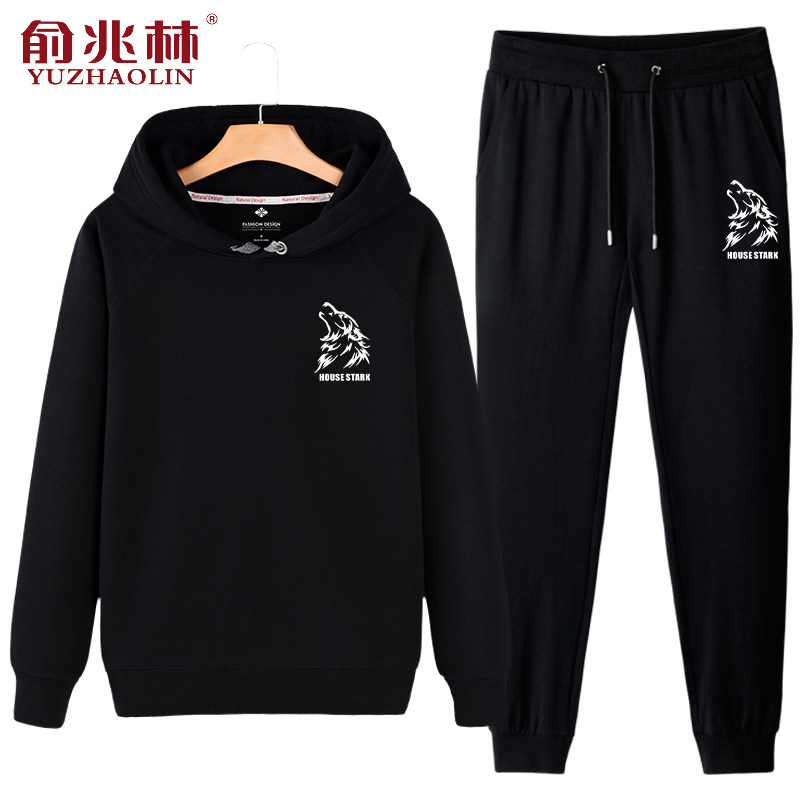 中老年爸爸装连帽卫衣套装2019秋季新款40-60岁中年男士宽松外套