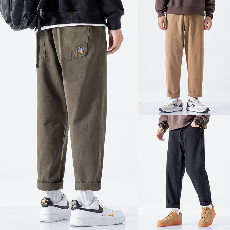 日系复古直筒宽松哈伦休闲裤男士
