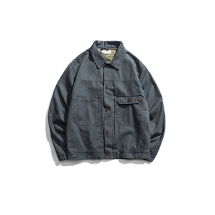 翻领夹克外套男款大码宽松潮牌ins春秋季款休闲套装工装裤子男士