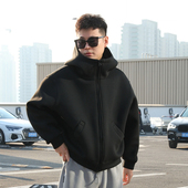 开衫 曼巴棉液氨重磅加绒加厚卫衣秋冬款 纯色男女同款 休闲连帽上衣