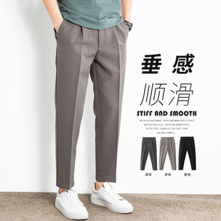 男夏季 休闲九分裤 直筒宽松潮流百搭小脚西装 子男士 裤 垂感休闲西裤