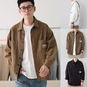 休闲上衣男款 工装 卡其翻领夹克男 美式 宽松复古开衫 外套男士 春秋款