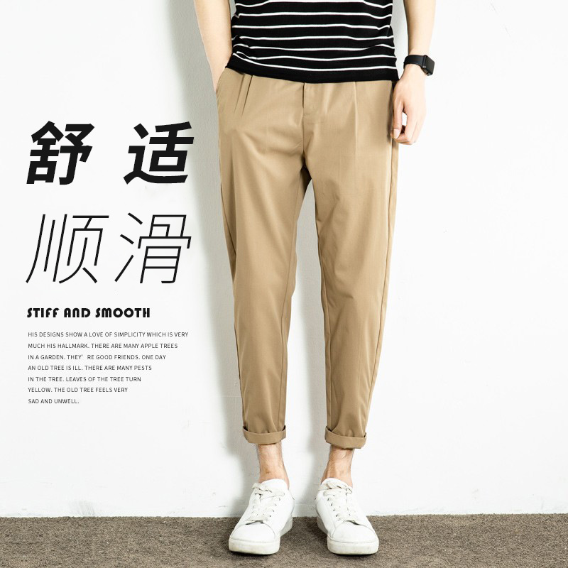 春秋季款卡其色休闲裤男直筒裤