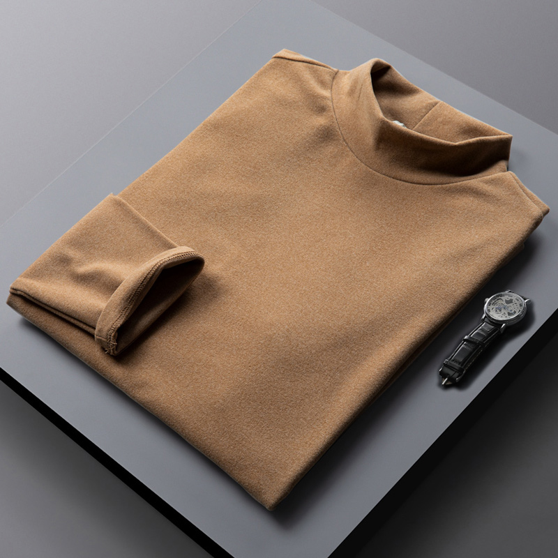 半高领德绒打底衫男圆领长袖T恤