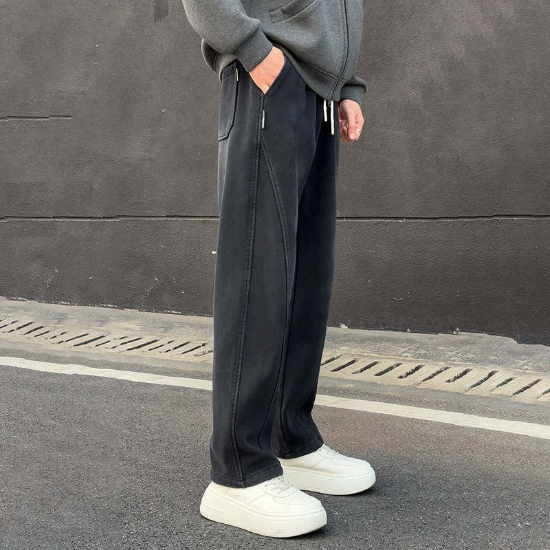 美式水洗晨雾灰牛仔裤男秋冬潮牌宽松复古拼接弯刀阔腿牛仔裤男款,男装,牛仔裤,淘宝优惠券,粉丝福利购,淘宝优惠卷