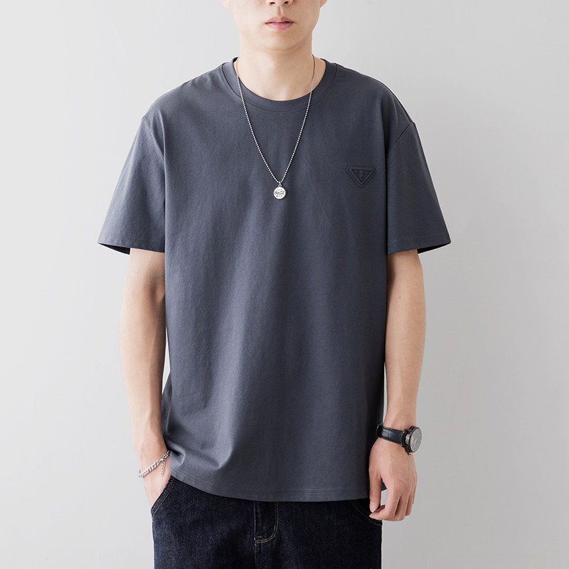 纯色短袖t恤男士夏季圆领宽松套头男生上衣打底半袖衫休闲体恤男