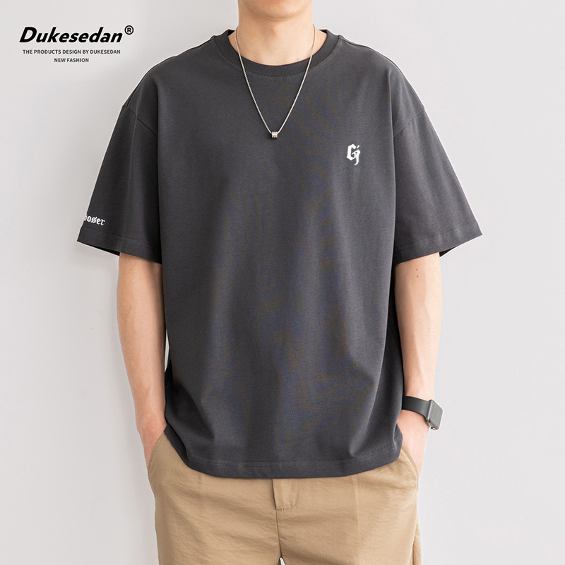 纯色短袖T恤男字母潮流休闲体恤