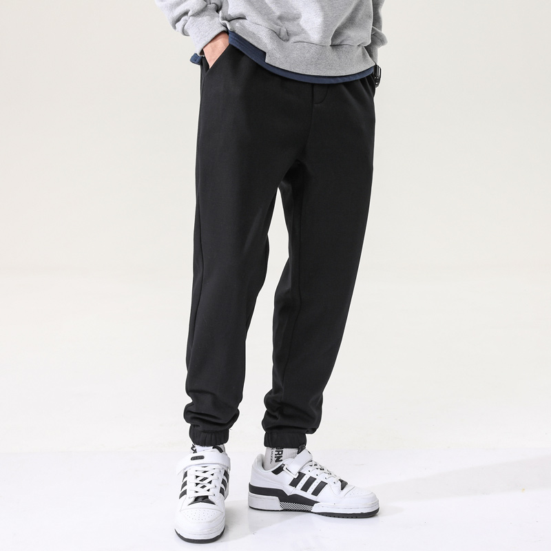 春秋季款百搭运动裤男士韩版潮流束脚裤抽绳黑色薄款卫裤休闲裤子