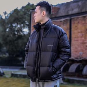高领羽绒服男冬季2023新款宽松加厚保暖白鸭绒立领外套面包服男士