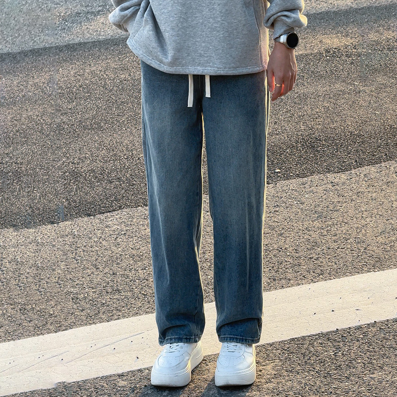 美式复古水洗牛仔裤男春秋微喇显瘦裤子男宽松阔腿直筒休闲裤子男,男装,牛仔裤,淘宝优惠券,粉丝福利购,淘宝优惠卷