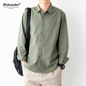 男士 翻领衬衣男高级感穿搭长袖 衬衫 秋冬加绒百搭纯棉宽松休闲上衣