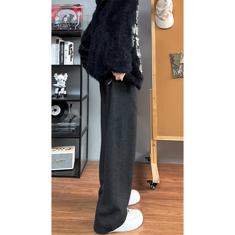 美式慵懒风人字纹毛呢裤男秋冬直筒阔腿休闲卫裤高级感厚款保暖裤