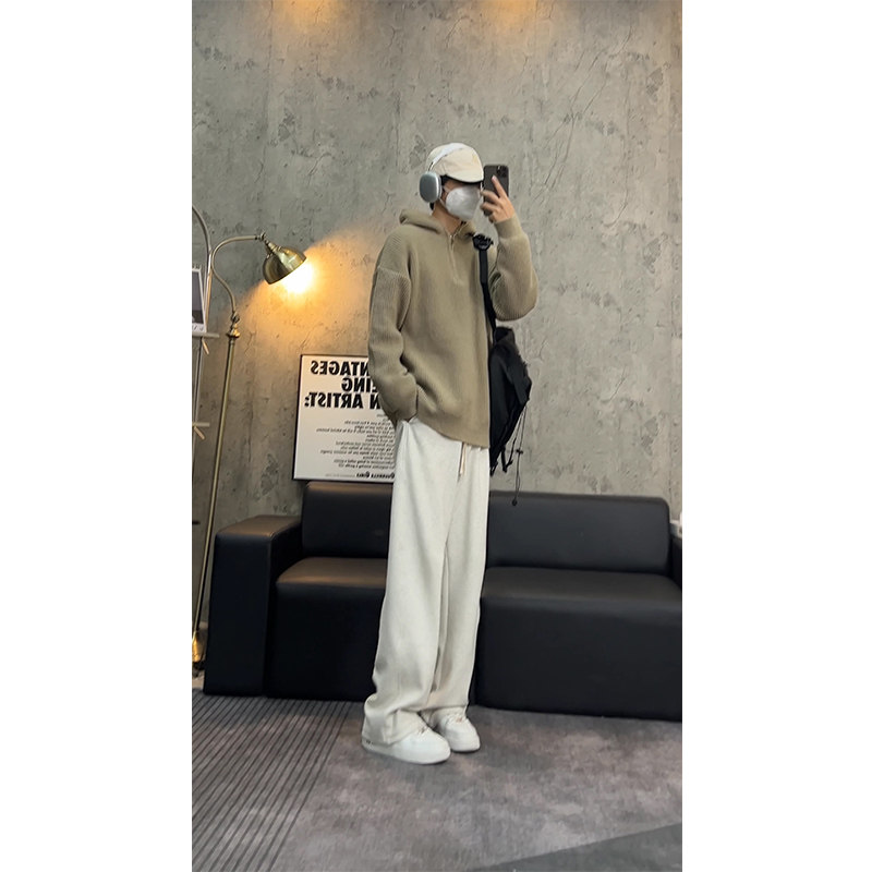 重磅美式运动卫裤男秋冬款加绒裤子男宽松阔腿弯刀裤直筒长裤男士,男装,休闲裤,淘宝优惠券,粉丝福利购,淘宝优惠卷