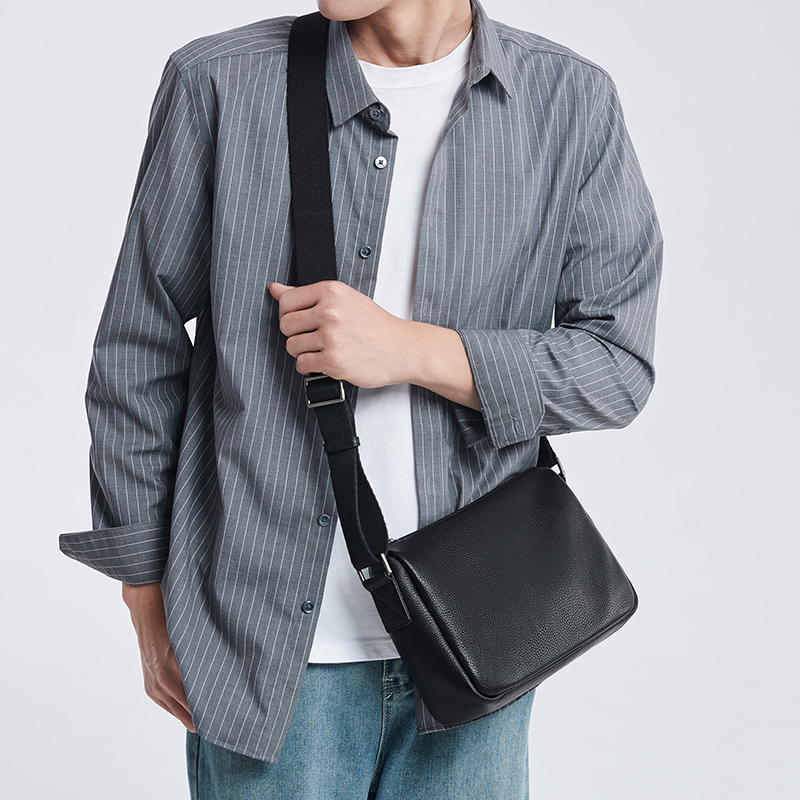 宝加西/真牛皮单肩包简约风