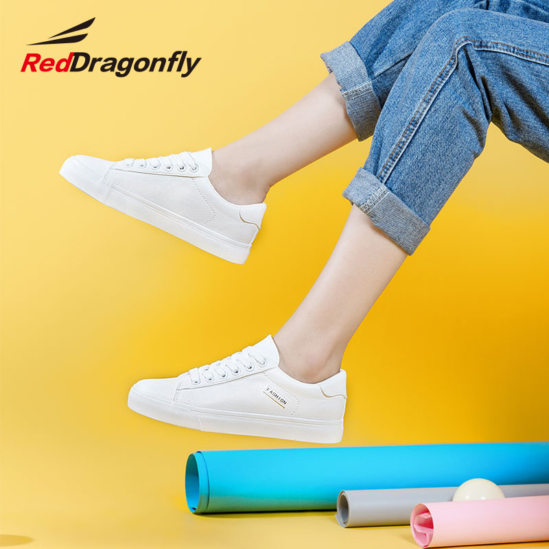 红蜻蜓夏季新款小白鞋女百搭板鞋ins平底单鞋学院风运动休闲鞋