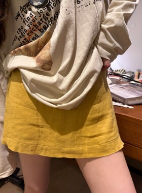辣妹风黄色红色A字超短裙女夏季新款高腰显瘦百搭裙裙裤甜辣风