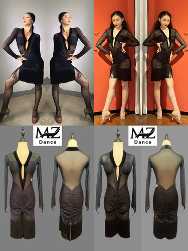 网纱拼接流苏裙拉丁舞mzdance