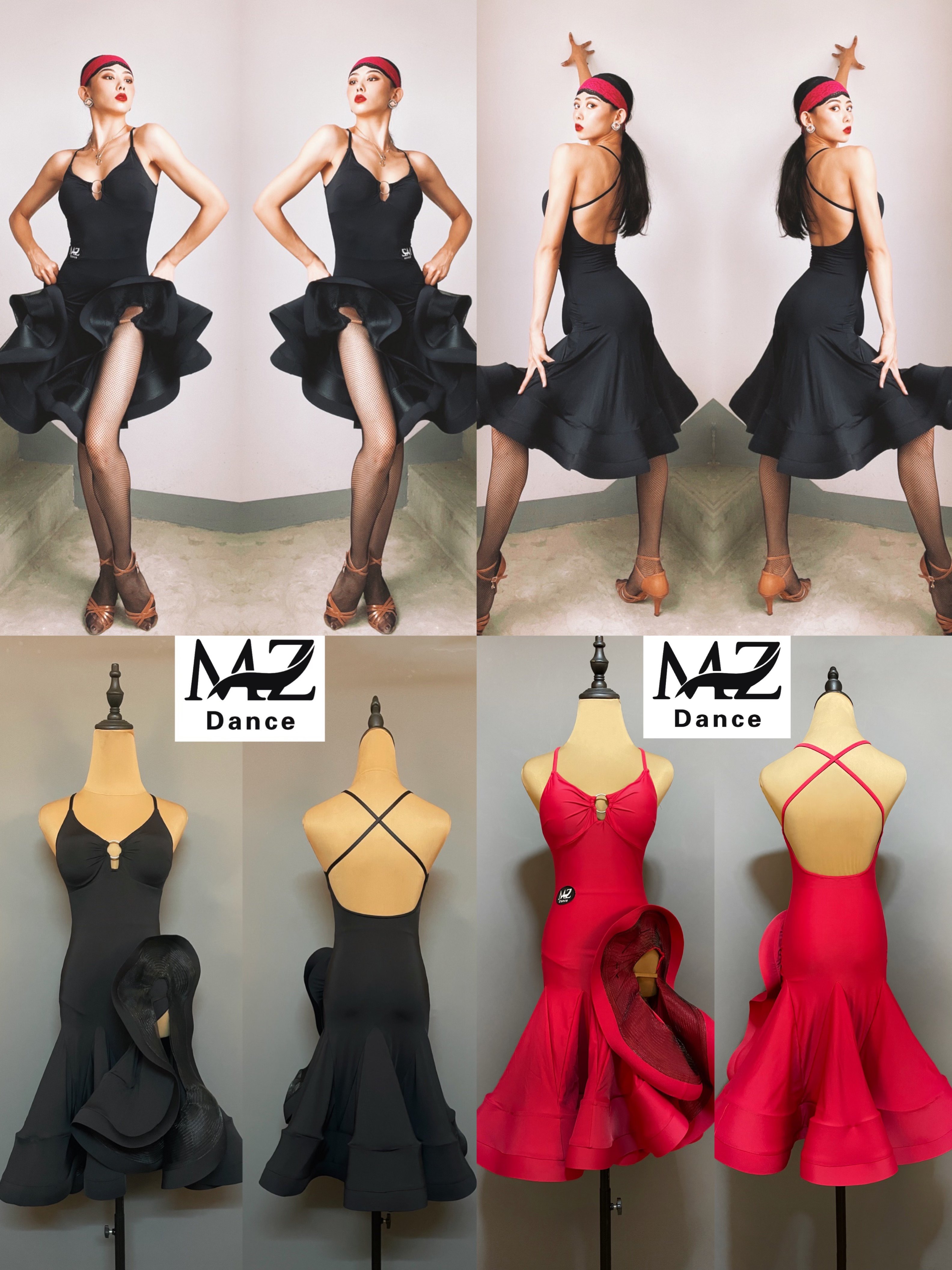 MZDance L-85成人女拉丁舞服艺考表演修身鱼骨花型大摆拉丁舞裙