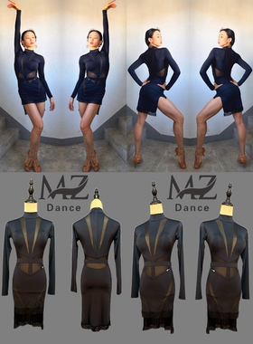 MZDance L-080成人女拉丁舞服修身显瘦前短后长拉丁舞服连衣裙